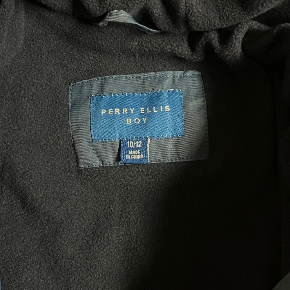 Perry Ellis Boys Puffer Jacket Fleece Linen Coat Sz 10/12